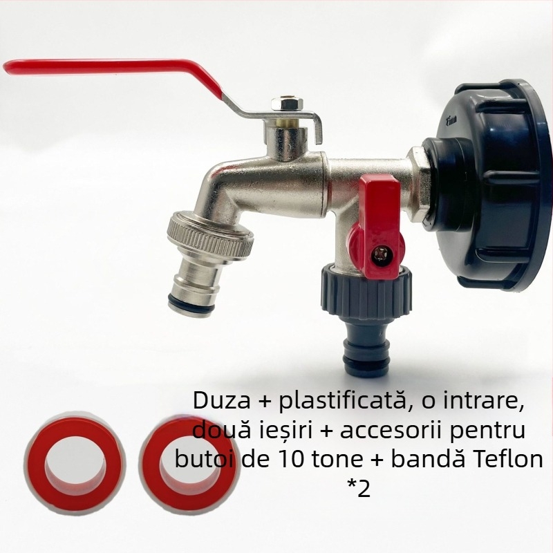 Robinet de grădină SZ-054 cu ieșire dublă — cupru, finisaj nichelat, control cu o singură mâner cu funcție duală, instalare ușoară