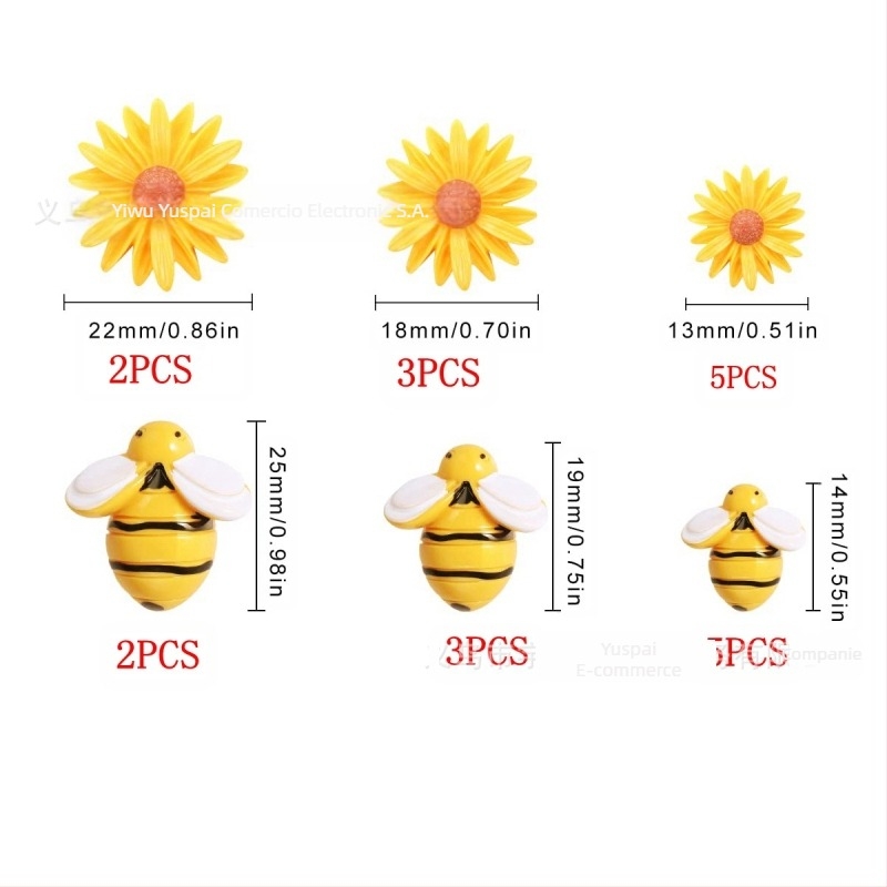 Accesorii DIY bijuterii – decorațiuni din rășină cu albina, margaretă și floarea-soarelui, finisaj cu picurare de ulei, 20 bucăți, ambalate în cutie