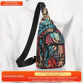 Geantă crossbody cu model frunză de arțar — unisex, material Oxford, căptușeală poliester, pentru activități sportive în aer liber