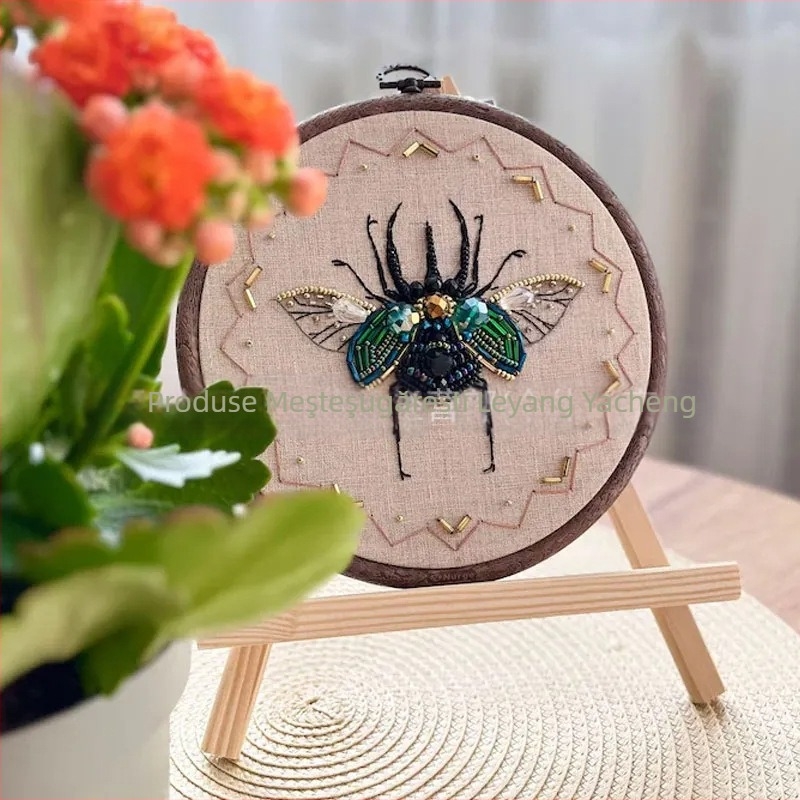 Kit de broderie cu mărgele: serie insecte, mărgele din orez, broderie cross-stitch, stil modern minimalist