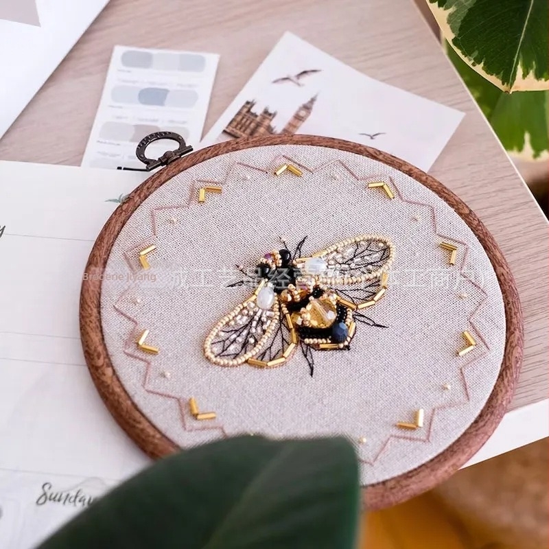 Kit de broderie cu mărgele: serie insecte, mărgele din orez, broderie cross-stitch, stil modern minimalist