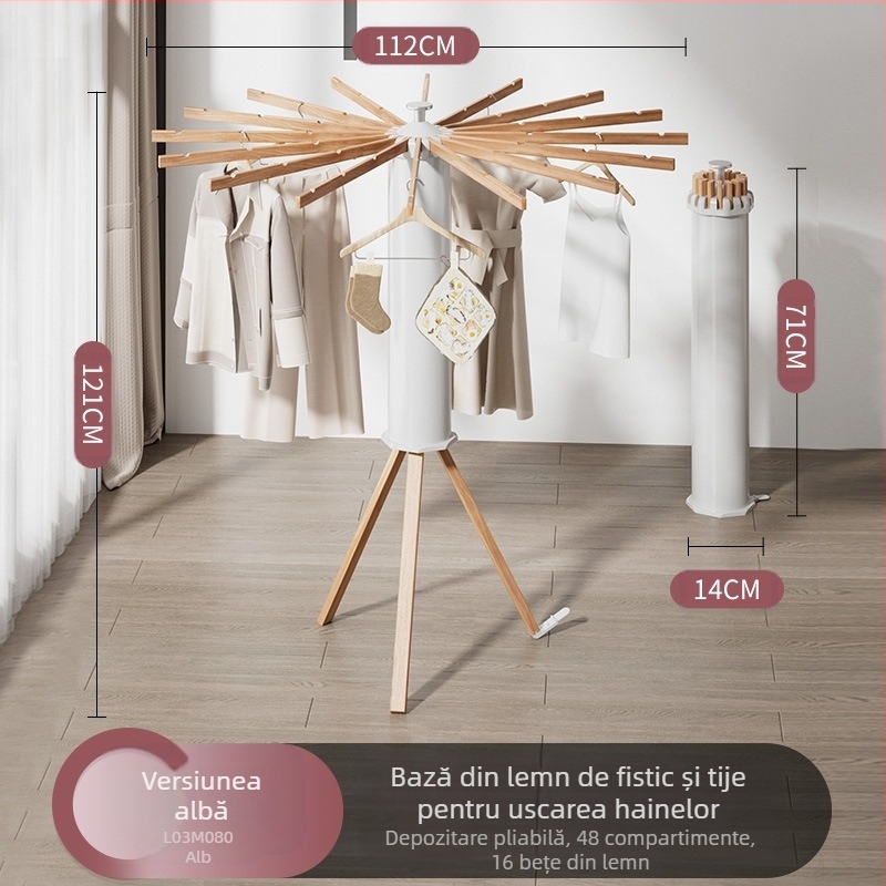 Uscător de haine de podea, în formă de caracatiță, pliabil, telescopic, din aliaj de aluminiu, model LDA018