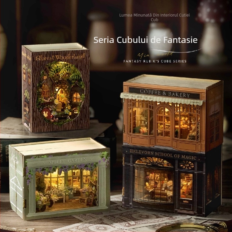 Model DIY din lemn - Căsuță miniaturală de magazin, jucărie educativă handmade de Wise House, 15–35 ani