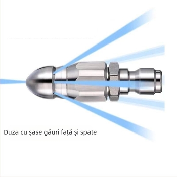 Duza de curățare a conductelor de canalizare din oțel inoxidabil, conectare rapidă 1/4 in, 6 duze