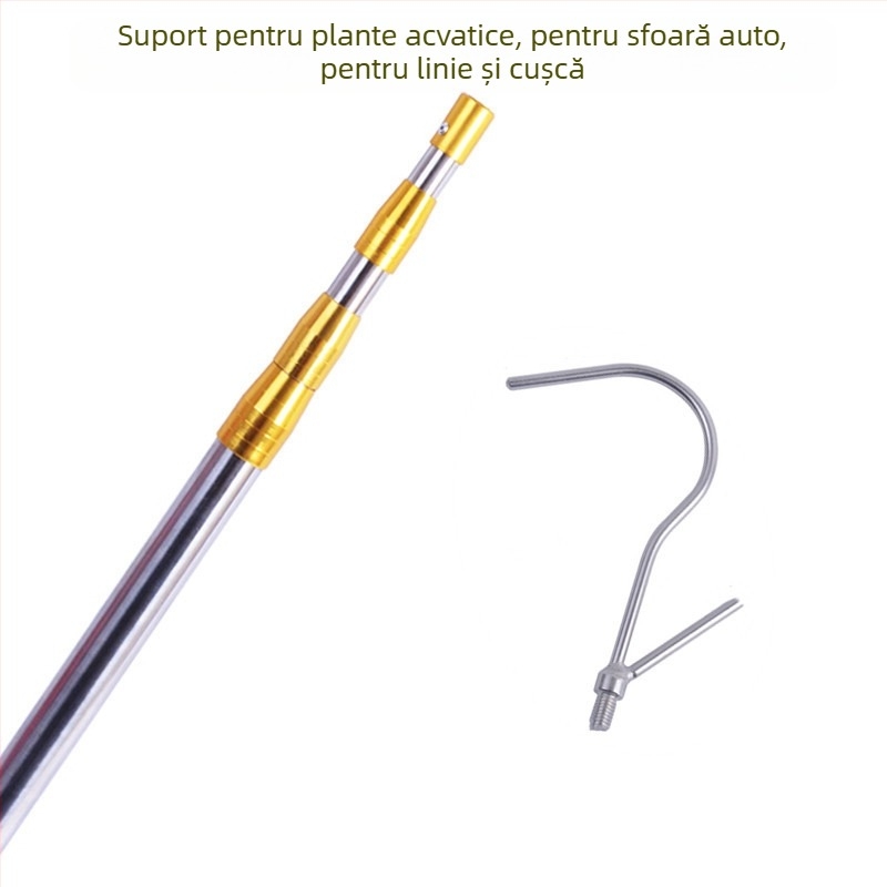 Bară telescopică din oțel inoxidabil cu cârlig plat, funcție de poziționare, 3–6 secțiuni, 0,3–1,5 kg, pentru exterior