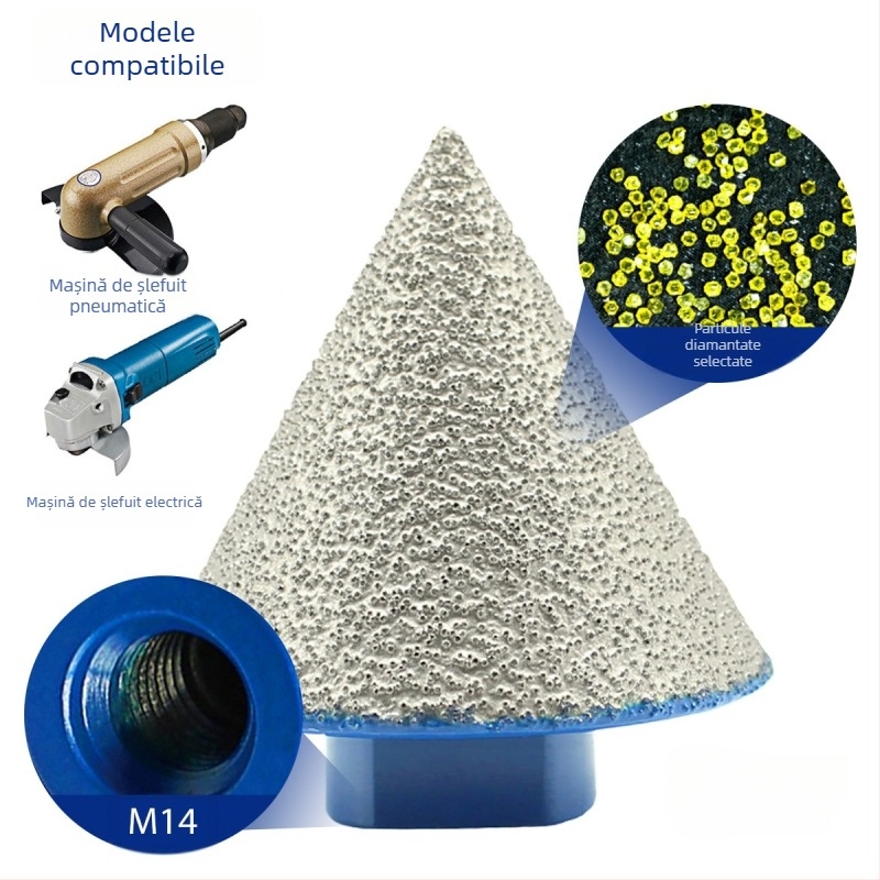 Bit de fațet diamantat pentru ceramică și piatră, vârf de burghiu cu viteză mare, con și rază, 150 g