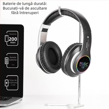 Căști sport wireless Bluetooth 5.0, montare pe cap, stereo, rază 10 m, autonomie >8 h