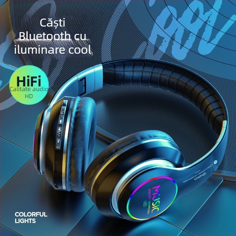 VJ033 căști Bluetooth fără fir pentru cap, Bluetooth 5.3, rază de 10 m, autonomie peste 8 ore, stereo