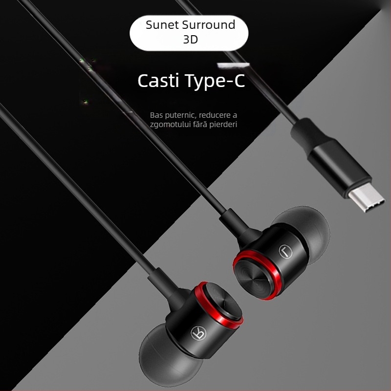 Căști de gaming in-ear, model E3, cu fir, sensibilitate 103 dB, lungimea cablului 120 cm, compatibile Android