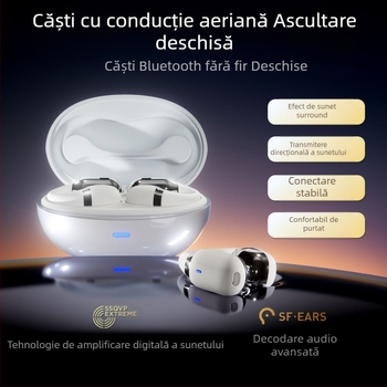 Căști Bluetooth cu conducție osoasă, clips sport, rază 10 m, Bluetooth 5.4, autonomie 4–8 ore