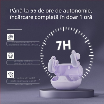 Căști Bluetooth cu clips pentru urechi, adevărate fără fir cu anulare zgomot, rază 10 m, Bluetooth 5.3, design cu clips, stereo, autonomie 4–8 ore