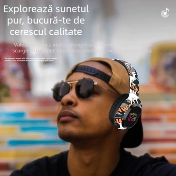 Căști Bluetooth pentru cap, Bluetooth 5.3, rază de 10 m, sunet stereo, autonomie baterie 4–8 ore