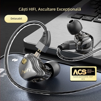 Căști cu fir cu microfon încorporat, jack de 3,5 mm, cablu de 120 cm, compatibilitate universală, difuzoare de 10 mm, răspuns în frecvență 20 Hz–20 kHz