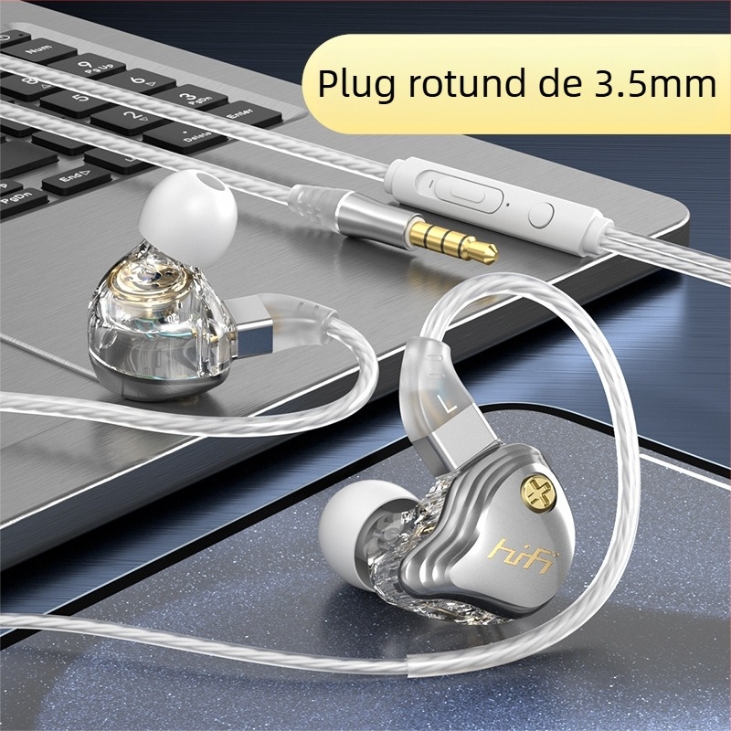 Căști cu fir cu microfon încorporat, jack de 3,5 mm, cablu de 120 cm, compatibilitate universală, difuzoare de 10 mm, răspuns în frecvență 20 Hz–20 kHz