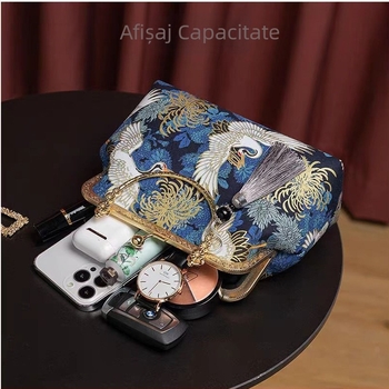 Geantă cu ramă din bumbac Tuba Bear, închidere cu lacăt, curea crossbody sau pentru umăr, formă pătrată verticală, căptușeală poliester-bumbac