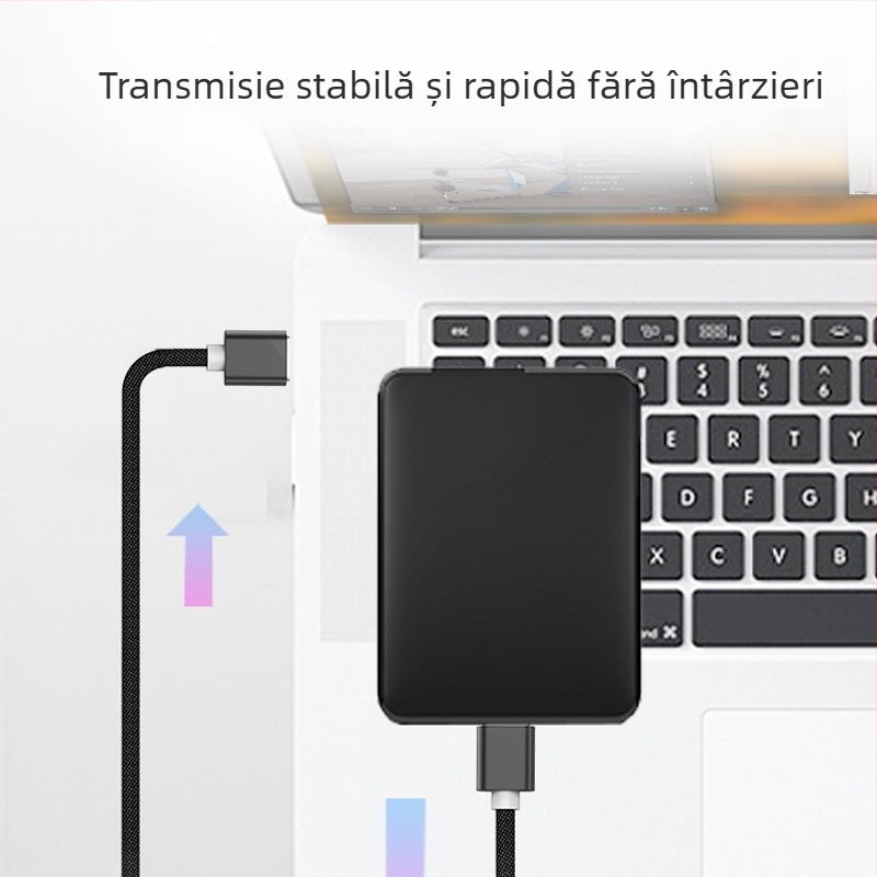 Cablu USB de date cu conectori USB-A masculini dublu, împletit, încărcare rapidă, transfer de date pentru hard disk extern