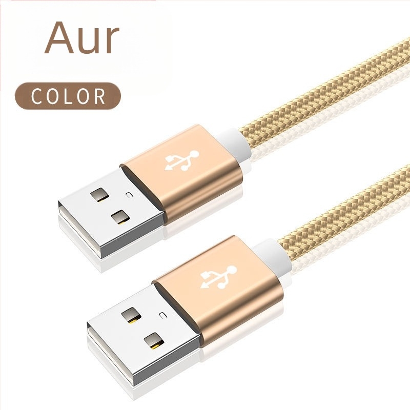 Cablu USB de date cu conectori USB-A masculini dublu, împletit, încărcare rapidă, transfer de date pentru hard disk extern