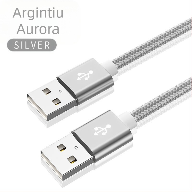 Cablu USB de date cu conectori USB-A masculini dublu, împletit, încărcare rapidă, transfer de date pentru hard disk extern