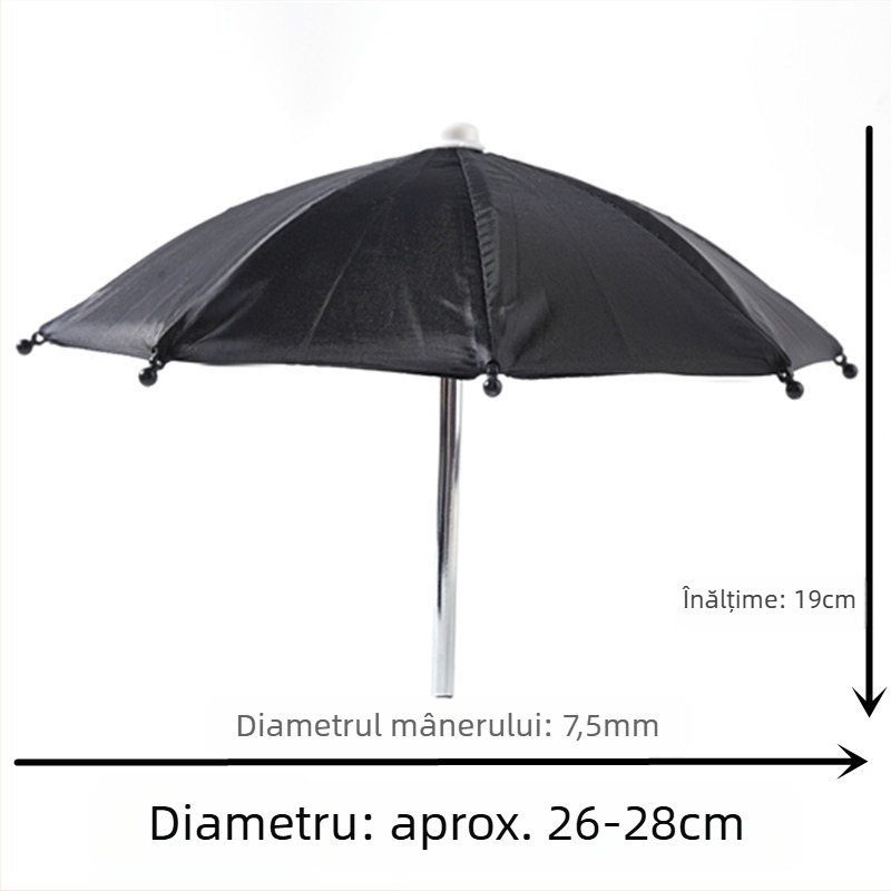 Umbrelă fără mâner, mini umbrelă de soare, cadru din fier cu 8 brațe, țesătură poliester 210T, UPF > 50