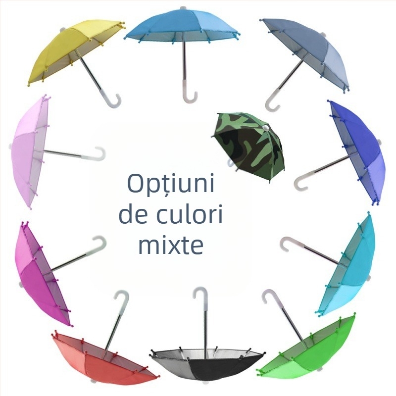 Umbrelă fără mâner, mini umbrelă de soare, cadru din fier cu 8 brațe, țesătură poliester 210T, UPF > 50