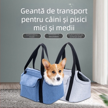 Geantă de transport pentru animale de companie – pisici și câini, pentru toate sezoanele; cu două straturi, pliabilă și portabilă, din in