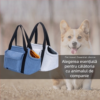 Geantă de transport pentru animale de companie – pisici și câini, pentru toate sezoanele; cu două straturi, pliabilă și portabilă, din in