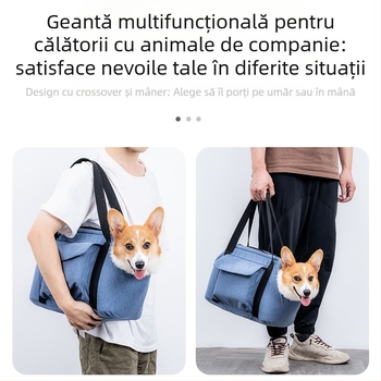 Geantă de transport pentru animale de companie – pisici și câini, pentru toate sezoanele; cu două straturi, pliabilă și portabilă, din in