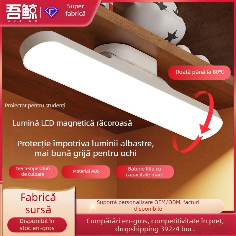 Lampă LED de birou alimentată prin USB, protecție pentru ochi, intensitate reglabilă, întrerupător cu buton, pentru camere studențești