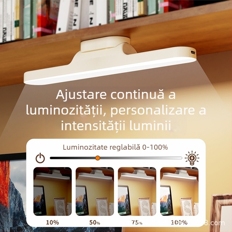 Lampă LED de birou alimentată prin USB, protecție pentru ochi, intensitate reglabilă, întrerupător cu buton, pentru camere studențești
