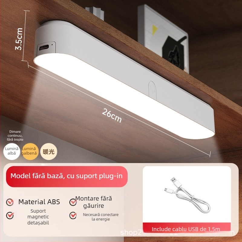 Lampă LED de birou alimentată prin USB, protecție pentru ochi, intensitate reglabilă, întrerupător cu buton, pentru camere studențești