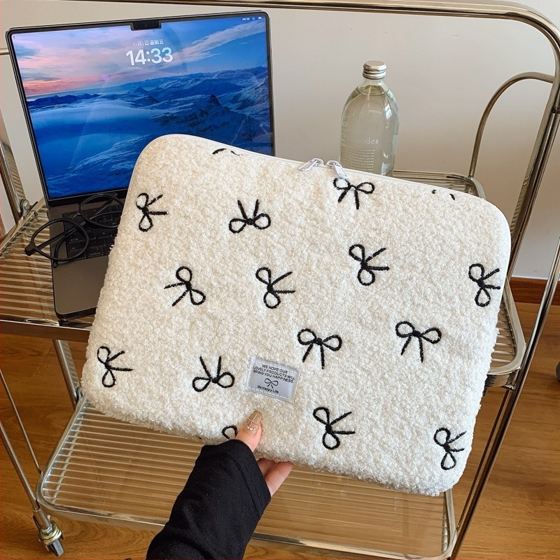 Husa de laptop din pluș, cu model geometric, design respirabil, căptușeală moale, unisex