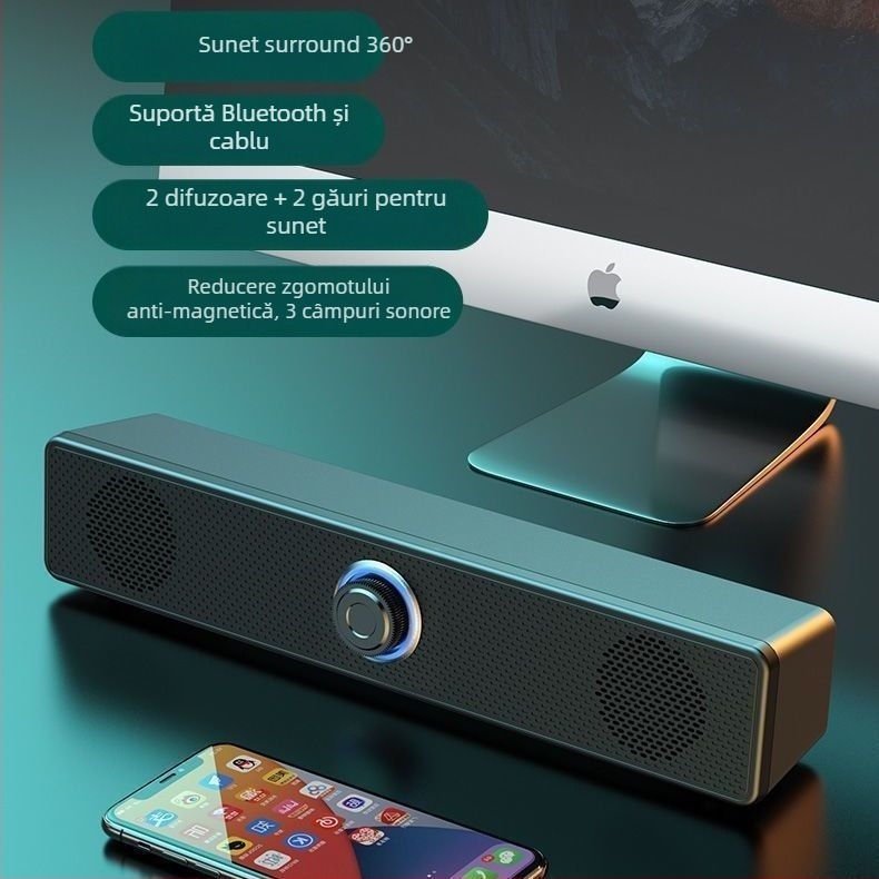 Boxe pentru PC cu Bluetooth, intrare USB, 2.0 stereo, 6W, alimentare 5V