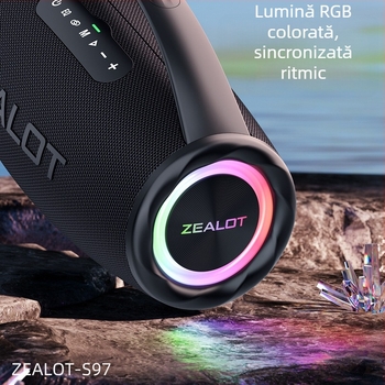 ZEALOT Fanatic S97 80W difuzor portabil Bluetooth 5.2 pentru exterior, cu 4 difuzoare, baterie încorporată 6000mAh IPX6
