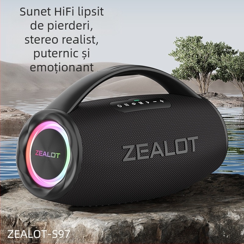 ZEALOT Fanatic S97 80W difuzor portabil Bluetooth 5.2 pentru exterior, cu 4 difuzoare, baterie încorporată 6000mAh IPX6