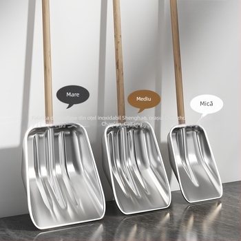 Lopata de zăpadă din oțel inoxidabil, mâner din lemn, model XC