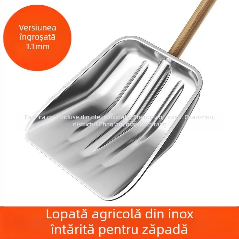 Lopata de zăpadă din oțel inoxidabil, mâner din lemn, model XC