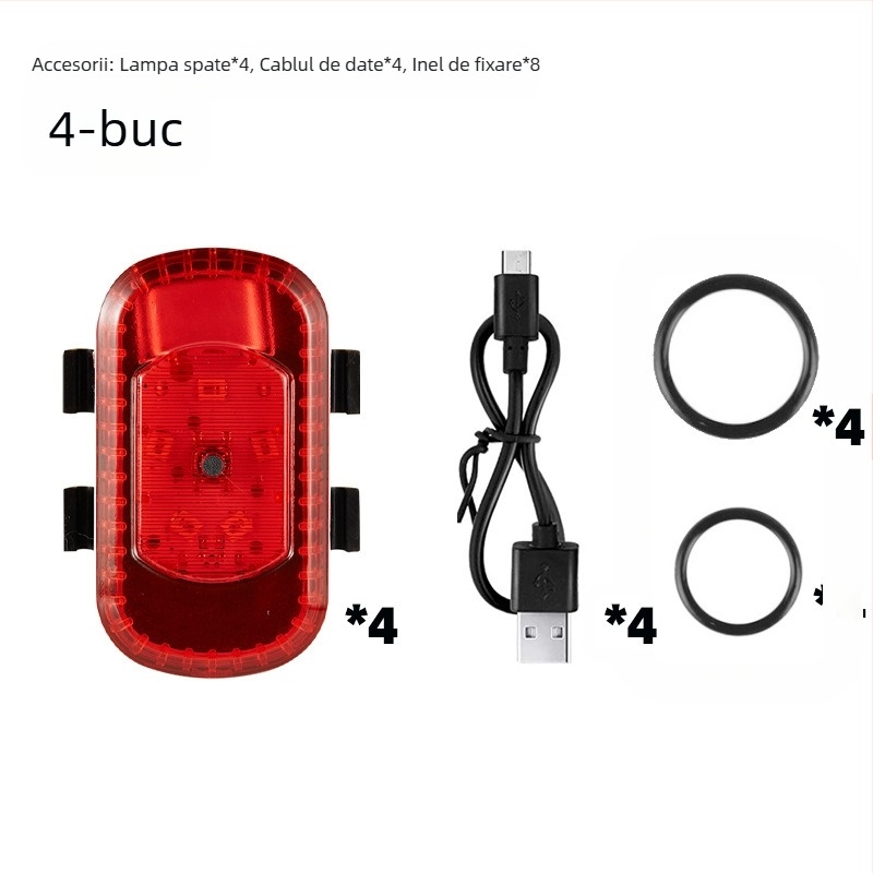 Set lumini pentru bicicletă YH, USB reîncărcabil: far spate, lumină de avertizare și lumină pentru cască