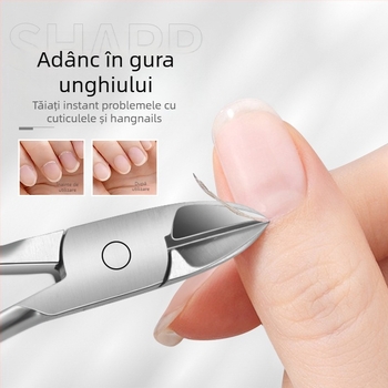 Set din oțel inoxidabil pentru unghii – kit portabil pentru manichiură/pedicură, cu clește pentru caneluri, clește multifuncțional, tăietor pentru pielea moartă și dermabraziere