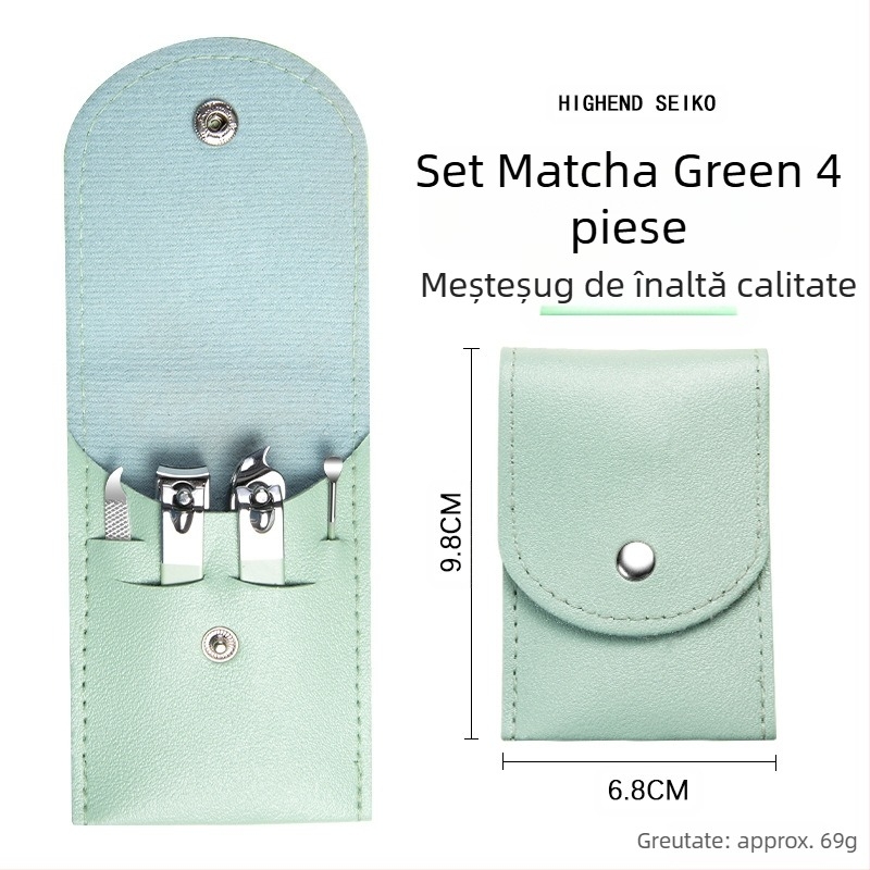 Set 16 piese pentru manichiură și pedichiură, cu husă pliabilă, din oțel carbon