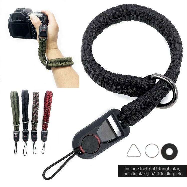 Curea de încheietură pentru cameră, tricotată manual, cu cataramă de eliberare rapidă, compatibilă DSLR și mirrorless, cu încărcare mare și protecție anti-pierdere