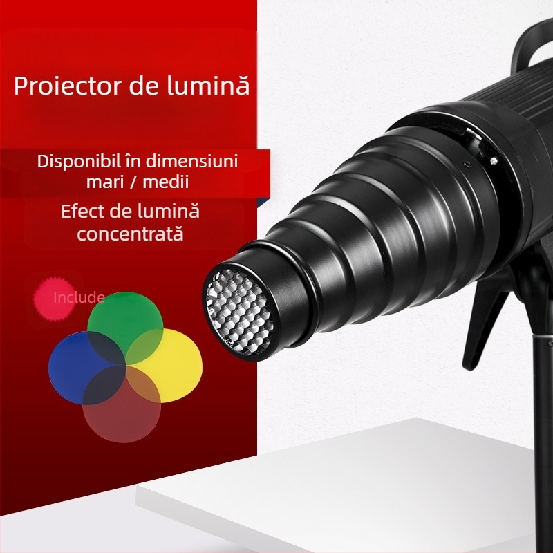 Tubă Beam Light pentru bliț fotografic - aliaj de aluminiu, compatibil universal, Model: Beam Light Tube, Greutate 0,21 kg