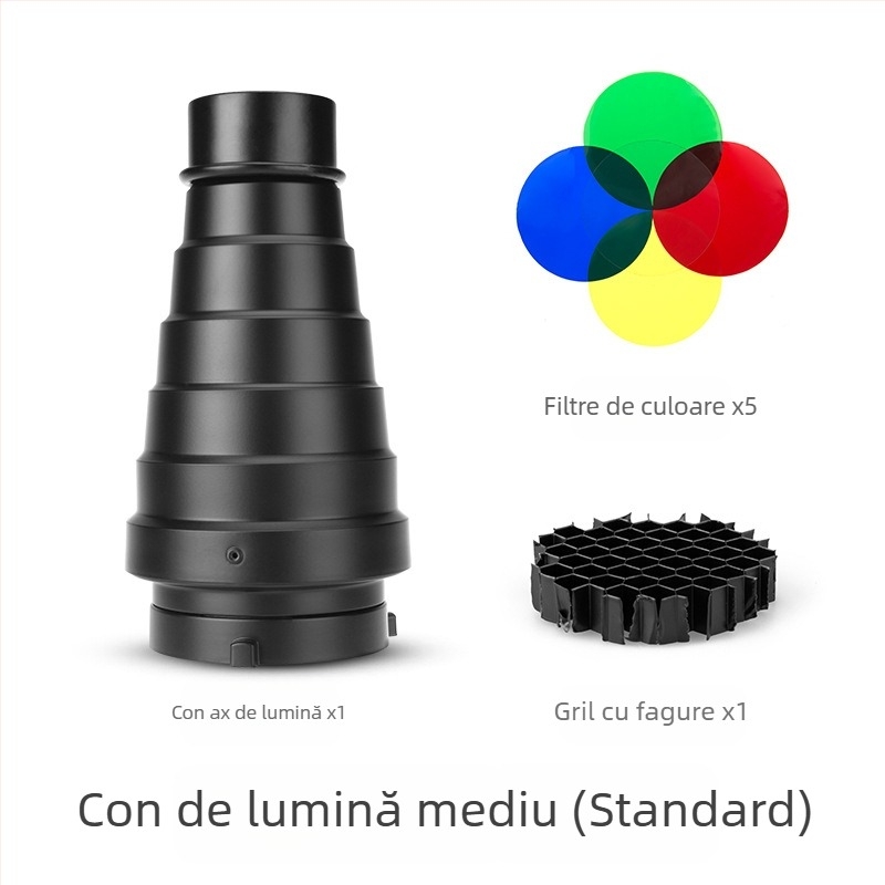 Tubă Beam Light pentru bliț fotografic - aliaj de aluminiu, compatibil universal, Model: Beam Light Tube, Greutate 0,21 kg