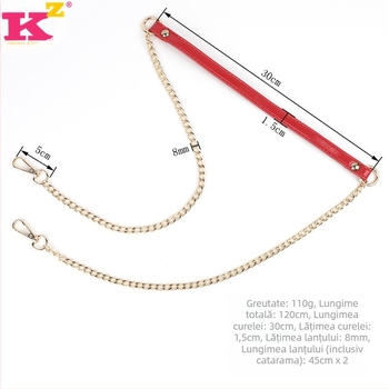 Curea de umăr pentru geantă din PU piele cu lanț, model Pu chain strap, brand FASHIONS KZ, Primăvara 2024