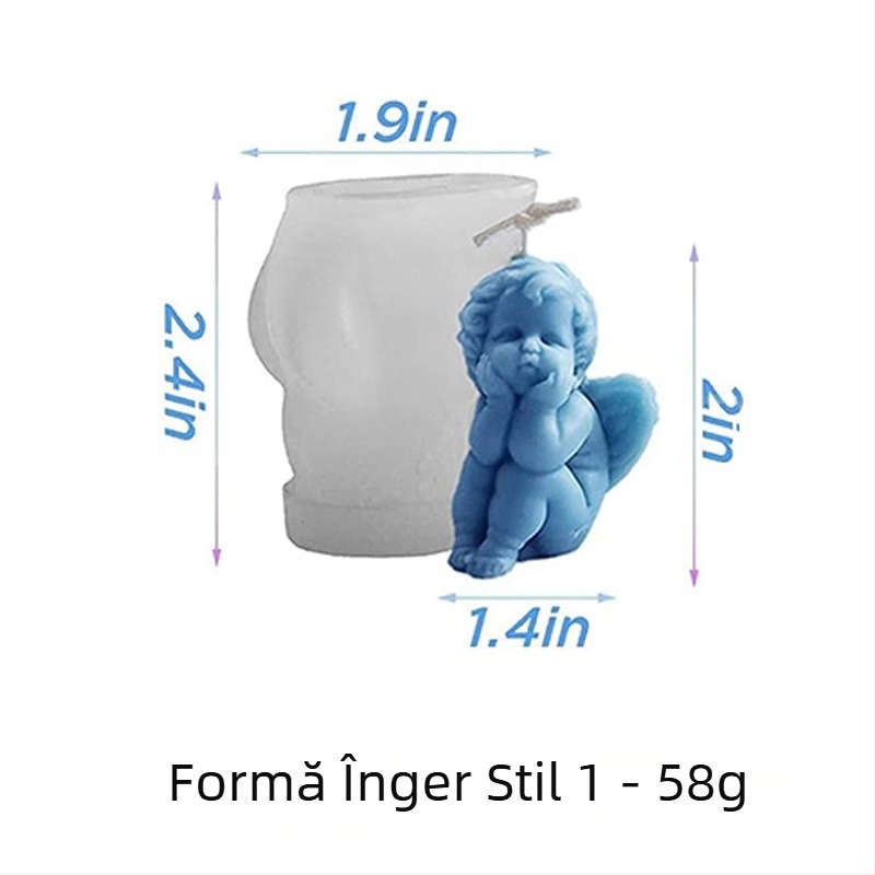 Formă din silicon pentru lumânări 3D cu îngeraș, formă neregulată, cinci tipuri pentru lumânări și deserturi cu ciocolată