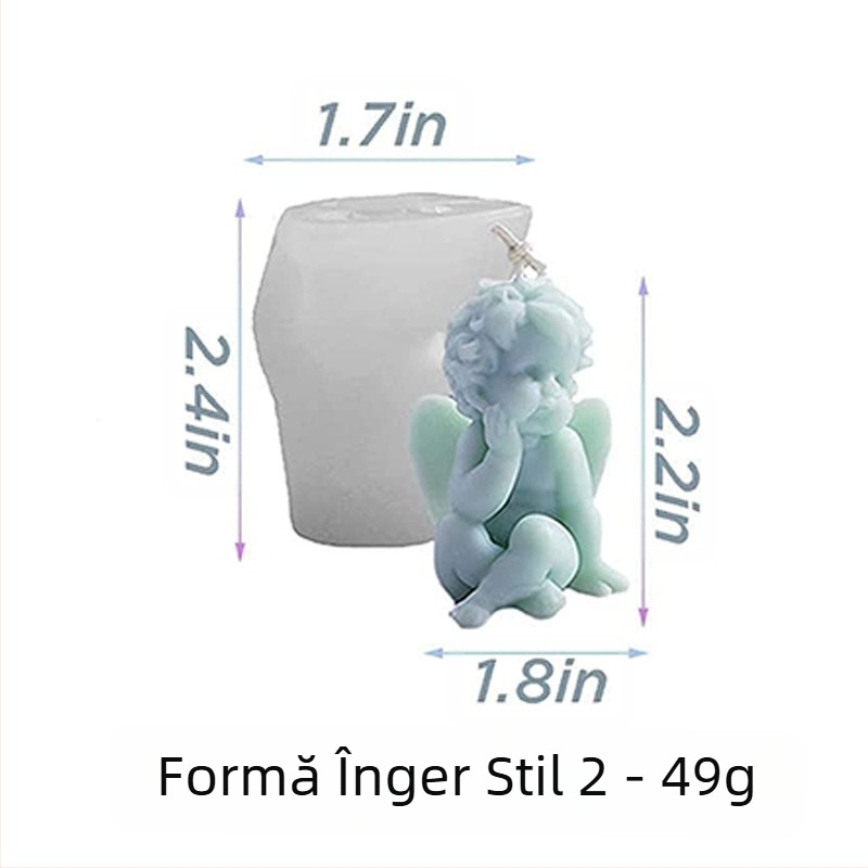 Formă din silicon pentru lumânări 3D cu îngeraș, formă neregulată, cinci tipuri pentru lumânări și deserturi cu ciocolată