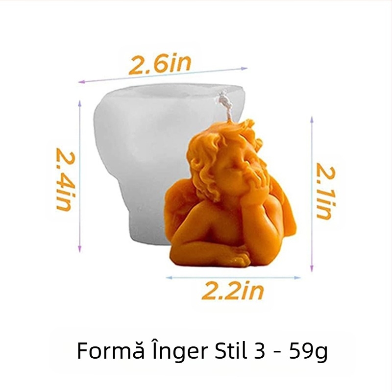 Formă din silicon pentru lumânări 3D cu îngeraș, formă neregulată, cinci tipuri pentru lumânări și deserturi cu ciocolată