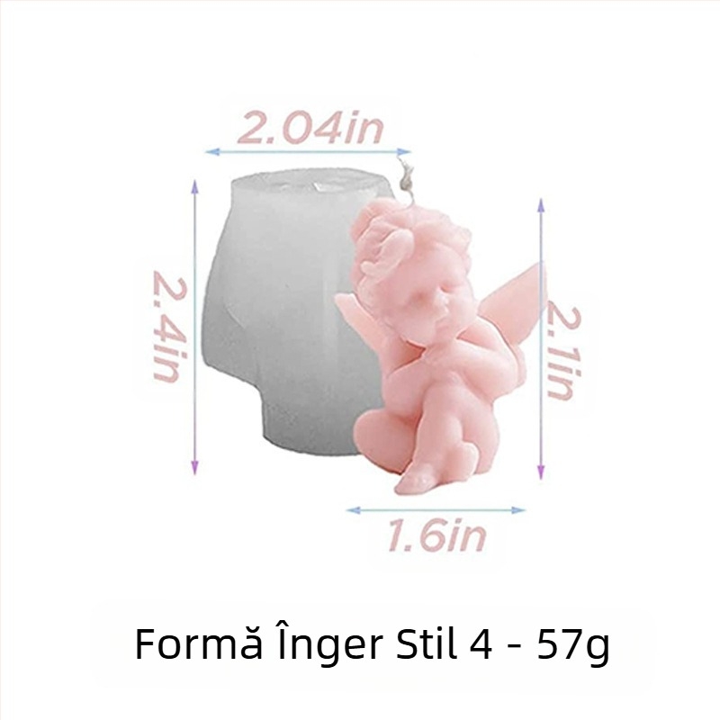Formă din silicon pentru lumânări 3D cu îngeraș, formă neregulată, cinci tipuri pentru lumânări și deserturi cu ciocolată