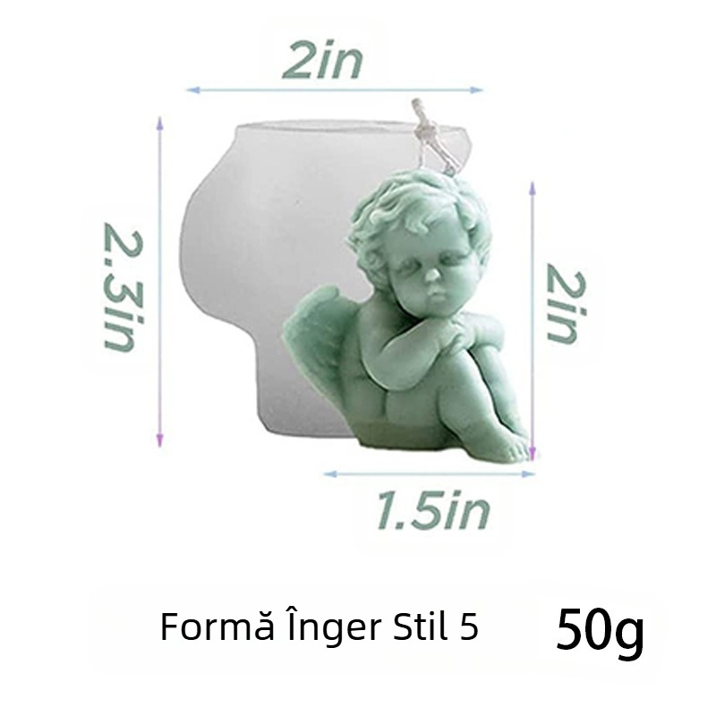 Formă din silicon pentru lumânări 3D cu îngeraș, formă neregulată, cinci tipuri pentru lumânări și deserturi cu ciocolată