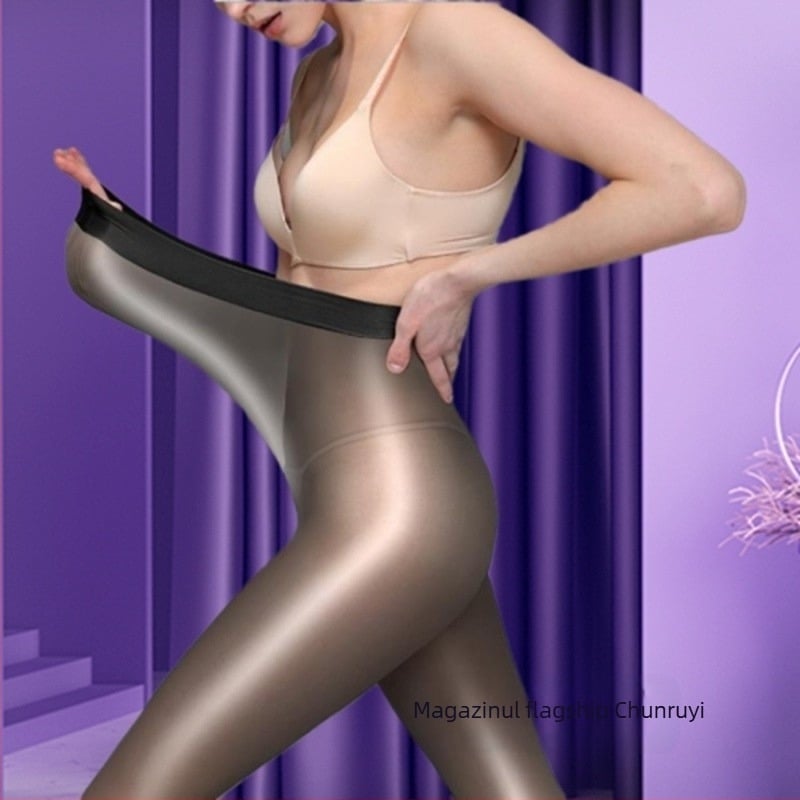 Șosete lucioase pentru femei, mărime plus, grosime medie, 70-80% din materialul principal