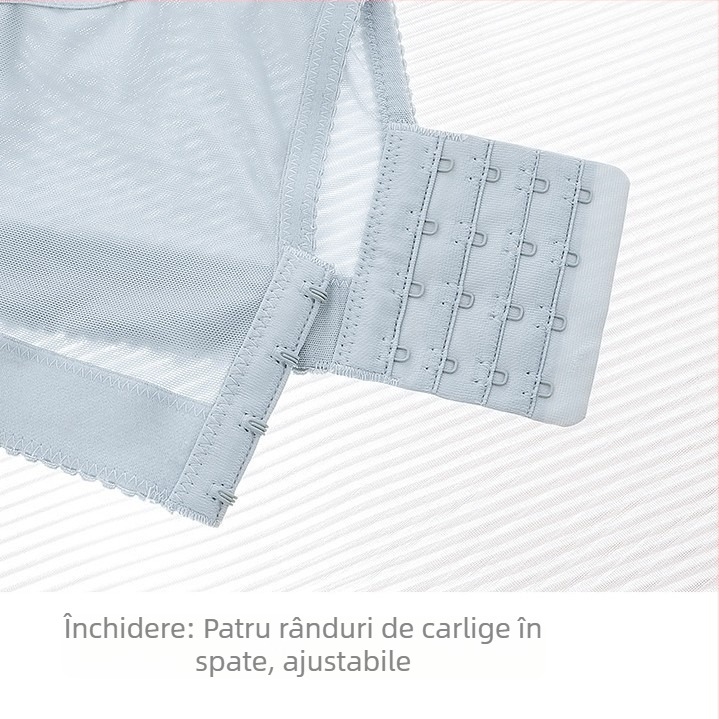 Sutien din dantelă, stil tradițional, material nylon, cupe ultra-subțiri, cupă completă, bretele fixe dublu, închidere la spate cu patru rânduri